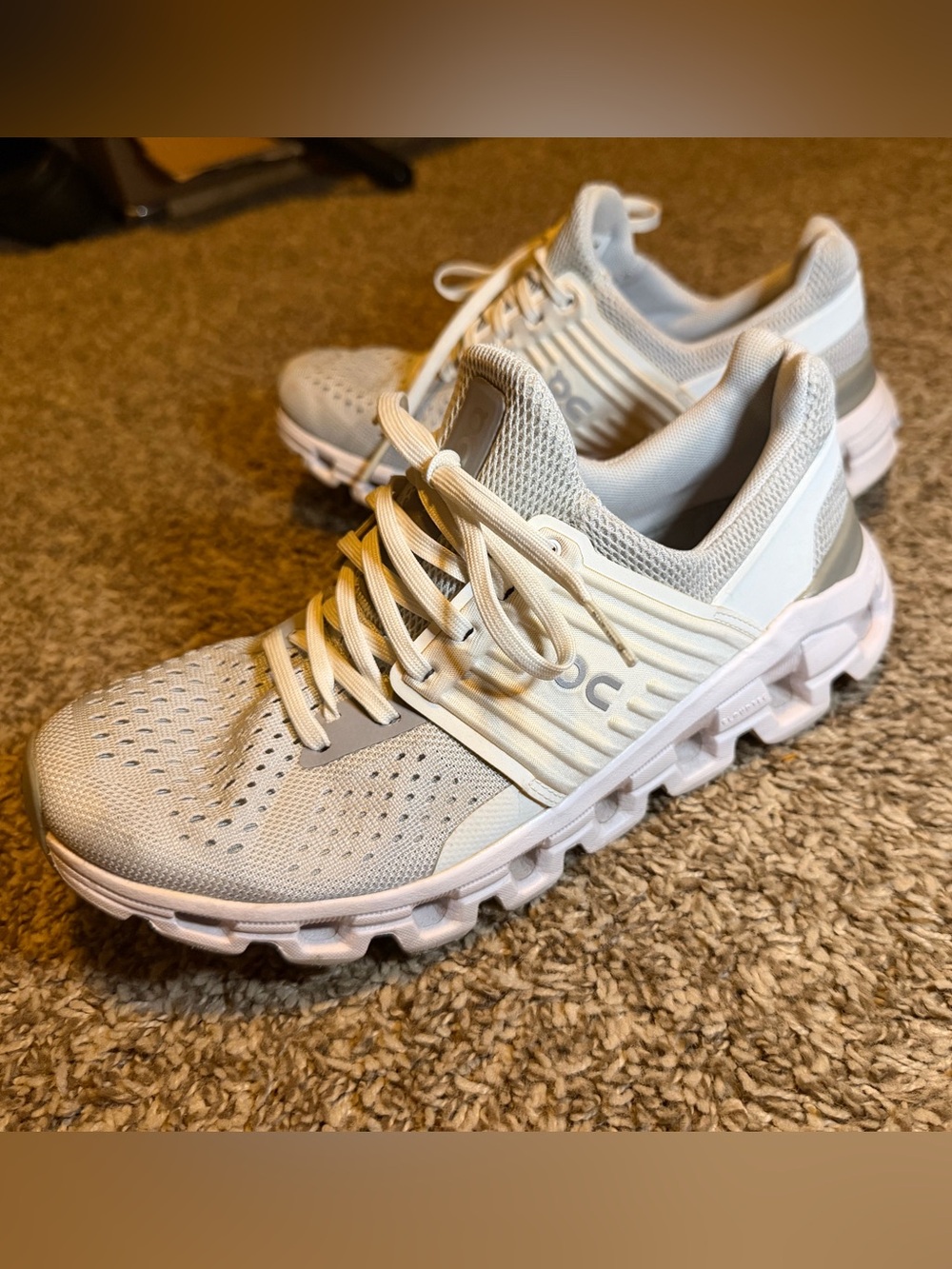 On Running Women's Cloudstratus Athletic Sneakers in White and Silver